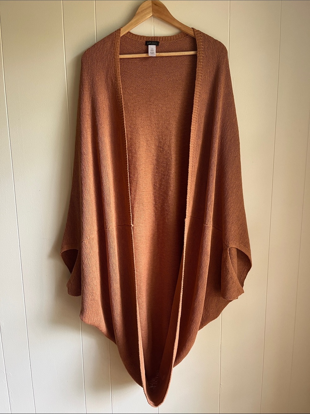 J. Jill Open-Front Brown Rust Cold Weather Knit Cotton Poncho Shrug Sz XL-3X